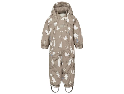 MarMar flyverdragt moomin print beige med hætte set forfra