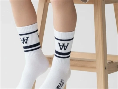 Wood Wood white/navy strømper (2-pak)