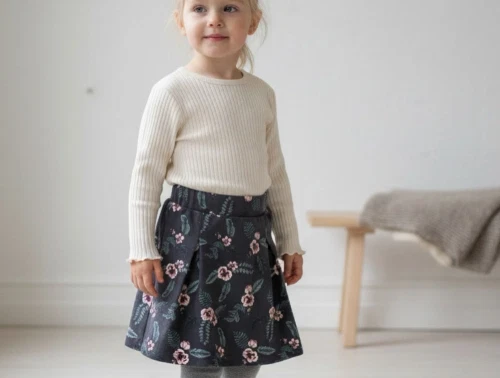 Wheat nederdel Malika blue ink blomster