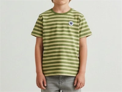 Wood Wood khaki/pesto stribet t-shirt Ola