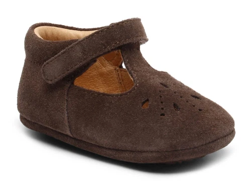 bisgaard bloom hjemmesko i mørkebrun ruskind set forfra
