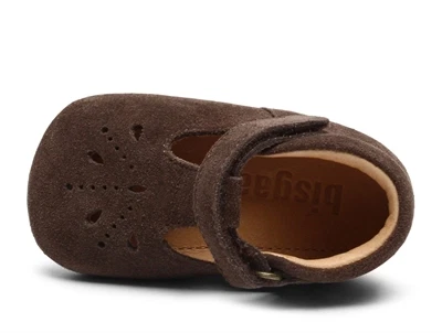 bisgaard bloom hjemmesko i mørkebrun ruskind set fra siden