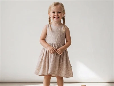 Wheat kjole Sara misty rose flower