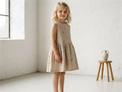 Wheat embroidery flowers kjole Hella