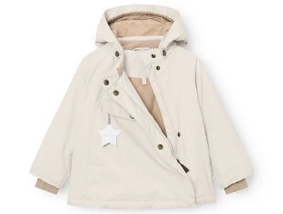 Mini A Ture vinterjakke i angora cream med åben lynlås og fleecefoer