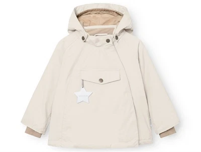 Mini A Ture vinterjakke i angora cream med stjernerefleks set forfra