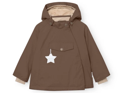 Mini A Ture vinterjakke chestnut brown forfra med refleksstjerne