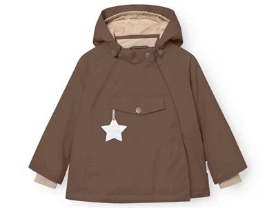 Mini A Ture vinterjakke chestnut brown forfra med refleksstjerne