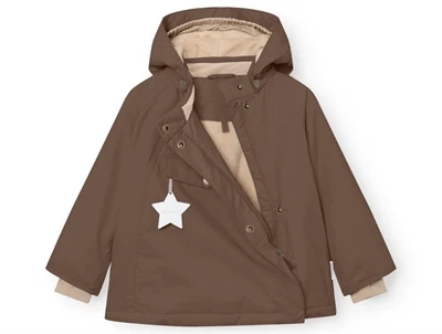 Mini A Ture vinterjakke chestnut brown med åben lynlås og fleecefor