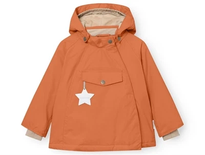 MINI A TURE vinterjakke leather brown med fleece og Thermolite set forfra