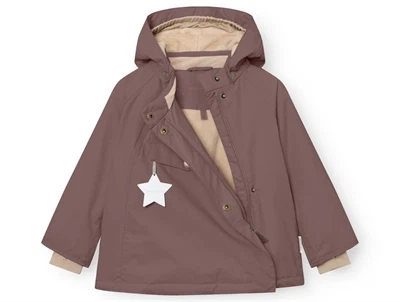 Mini A Ture vinterjakke i peppercorn plum med åben lynlås