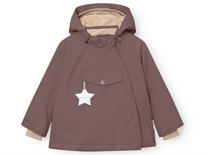 Mini A Ture vinterjakke i peppercorn plum set forfra