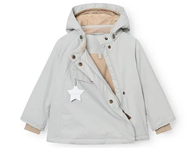 Mini A Ture vinterjakke puritan grey med fleecefor åben