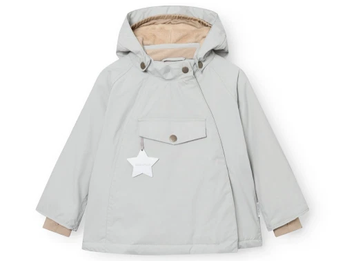 Mini A Ture vinterjakke puritan grey med fleecefor set forfra