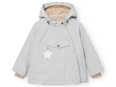 Mini A Ture vinterjakke puritan grey med fleecefor set forfra