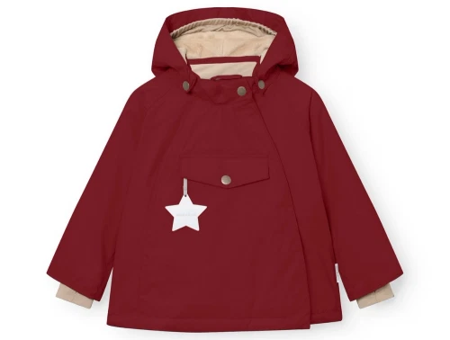 Mini A Ture vinterjakke red merlot forfra med refleksstjerne