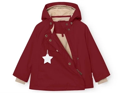 Mini A Ture vinterjakke red merlot med åben lynlås og fleecefor