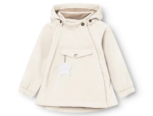 Mini A Ture softshell jakke i angora cream set forfra