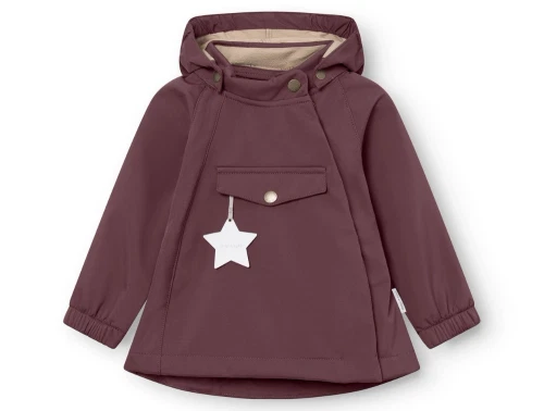 Mini A Ture softshell jakke i huckleberry plum set forfra