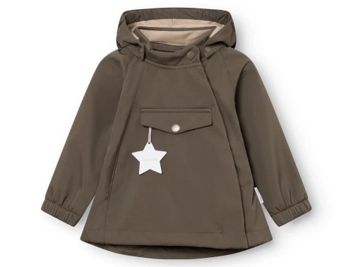 Mini A Ture softshell jakke i tarmac green set forfra