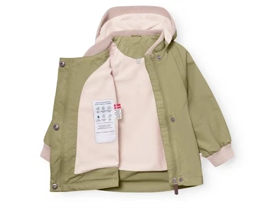 Mini A Ture Matwai overgangsjakke i boa green med fleecefor