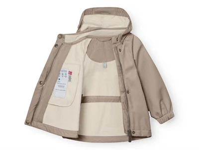 Mini A Ture Matwai softshell overgangsjakke i grey brown med fleecebagside