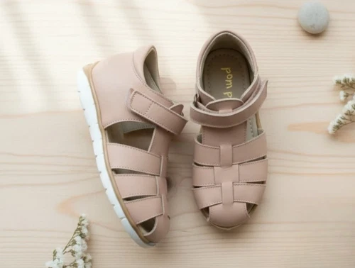 Pom Pom sandal rose med velcro