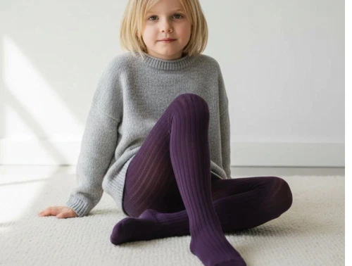 MP strømpebukser bomuld mørk lilla