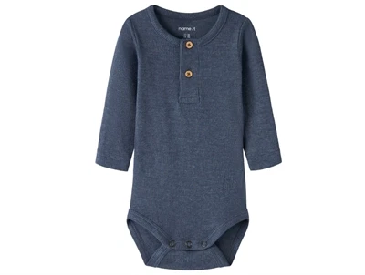 Name It body vintage indigo melange med knapper
