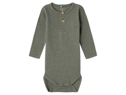 Name It body dusty olive melange med knapper