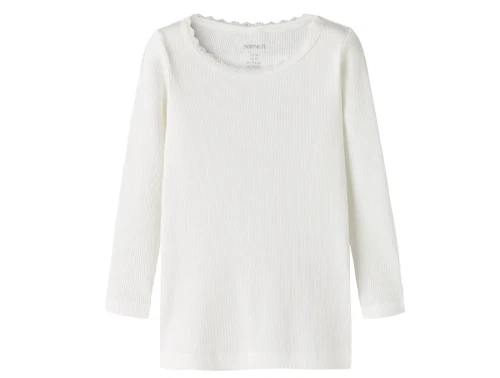 Name It bluse i råhvid nuance med blondekant