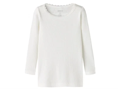 Name It bluse i råhvid nuance med blondekant
