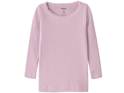 Name It bluse fragrant lilac med blondekant
