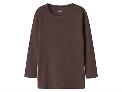Name It bluse french roast med blondekant