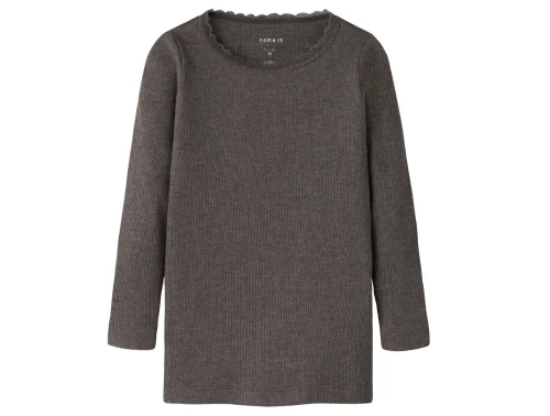 name it ribbluse delicioso melange med blondekant forfra