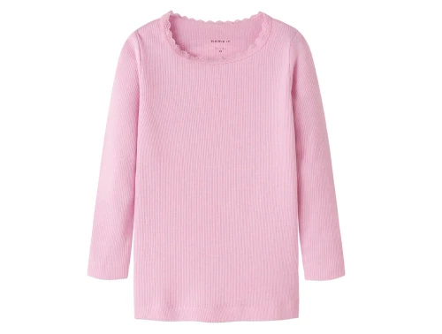 name it ribbluse sweet dreams melange med blondekant forfra