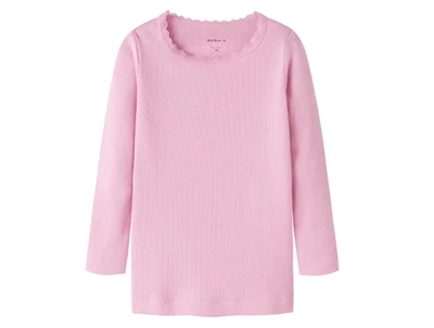 name it ribbluse sweet dreams melange med blondekant forfra