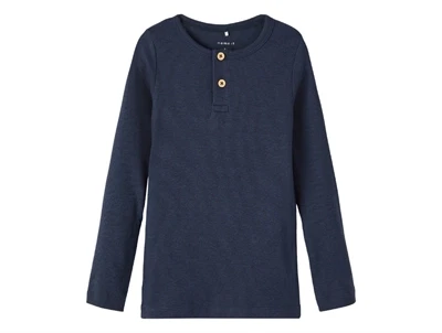 name it ribbluse dark sapphire med knapper forfra