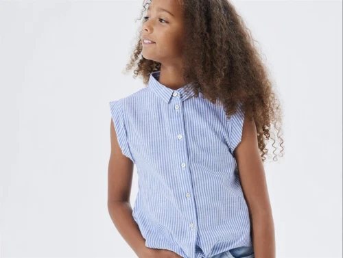 Name It dusty blue stribet skjorte