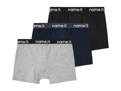 Name It boxershorts i sort blå og grå 3 pak