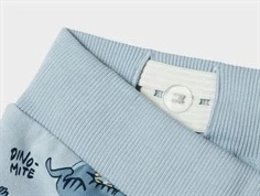 nærbillede af justerbar elastik i lyseblå name it shorts med dino-print