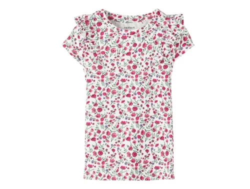 Name It bright white top blomster