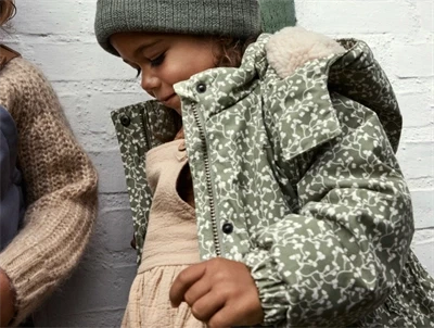 Lil Atelier oil green printet vinterjakke