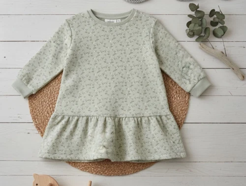 Lil Atelier moss gray sweatkjole blomster