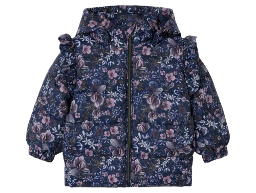 Name It dark sapphire blomstret puffer vinterjakke