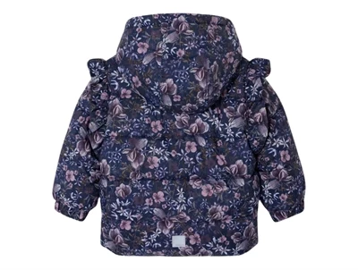 Name It dark sapphire blomstret puffer vinterjakke