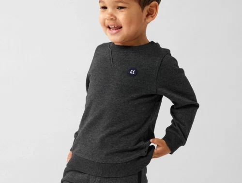 dreng iført name it sweatshirt dark grey melange med badge