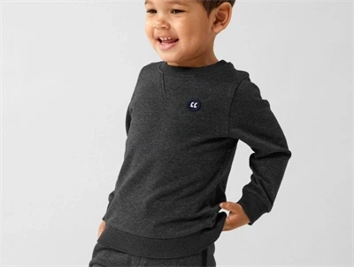 dreng iført name it sweatshirt dark grey melange med badge