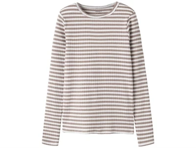 Name It mocha meringue stribet bluse