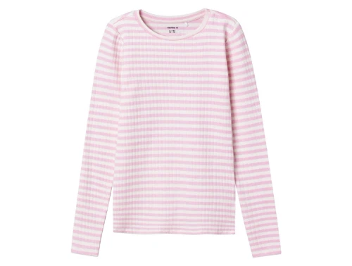 Name It bluse i rosa med striber og ribstruktur